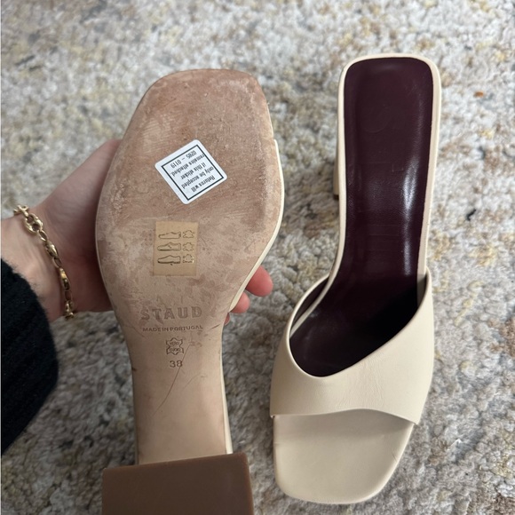 STAUD Sloane Beige Women's Block Heel Sandals - Picture 4 of 4